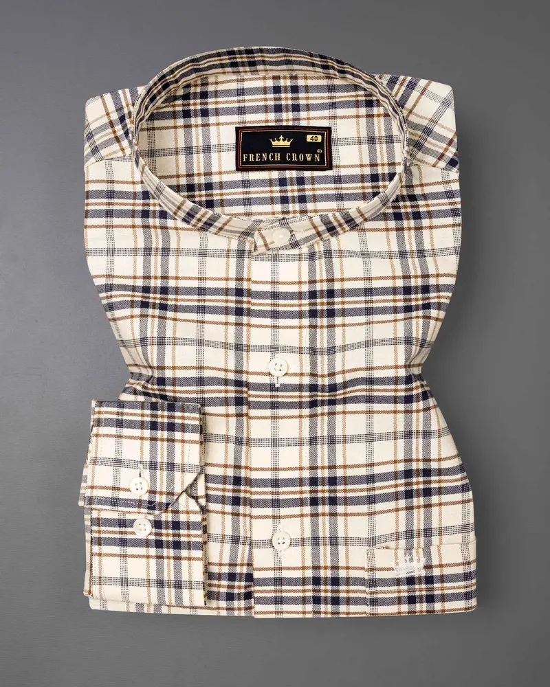 Dust Storm Beige Plaid Royal Oxford Shirt 2