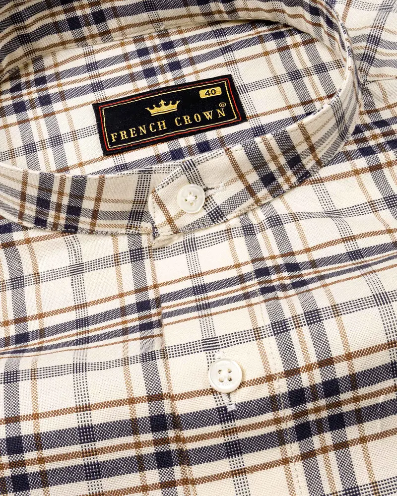Dust Storm Beige Plaid Royal Oxford Shirt 4