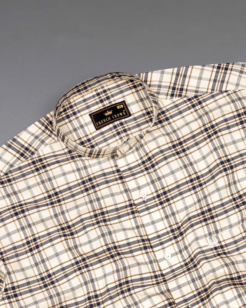 Dust Storm Beige Plaid Royal Oxford Shirt 5