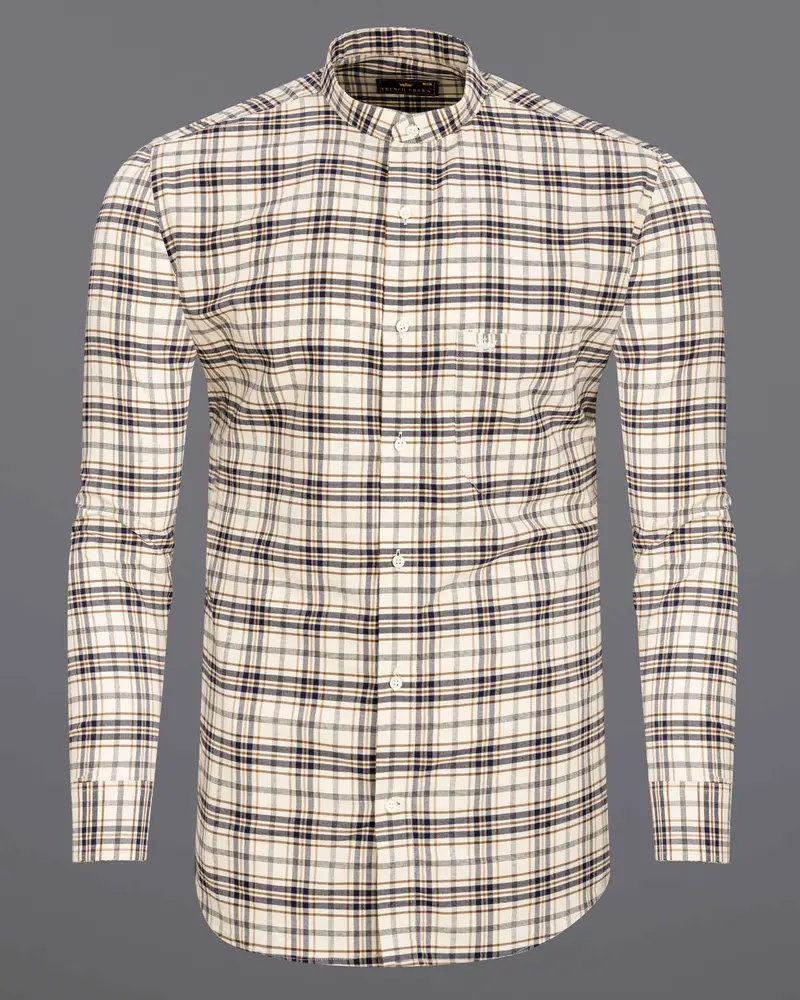 Dust Storm Beige Plaid Royal Oxford Shirt 6