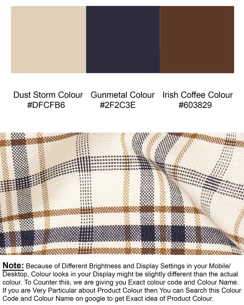 Dust Storm Beige Plaid Royal Oxford Shirt 8