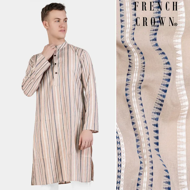 Dust Storm Brown Dobby Textured Premium Giza Cotton Kurta 1