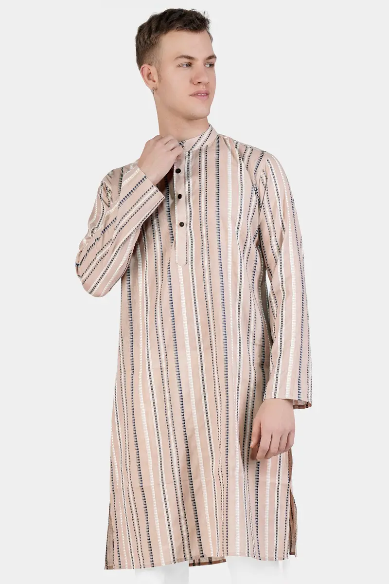 Dust Storm Brown Dobby Textured Premium Giza Cotton Kurta 2