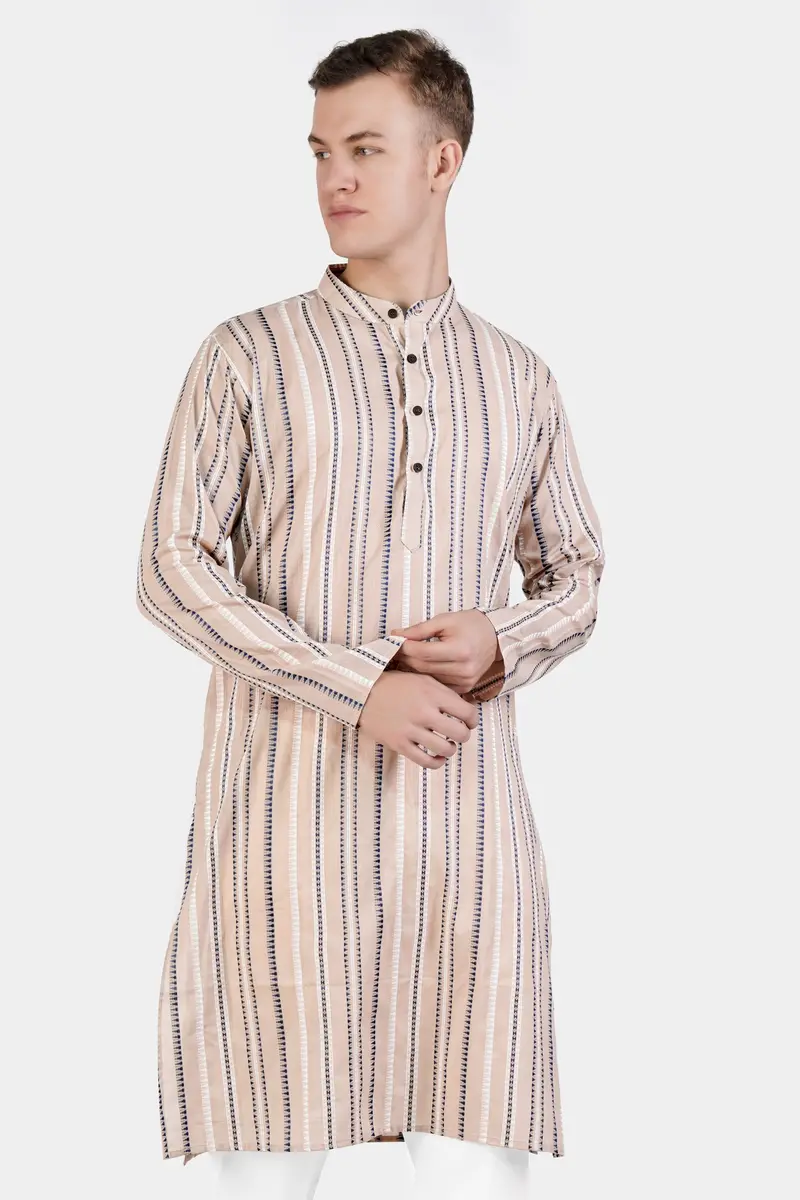 Dust Storm Brown Dobby Textured Premium Giza Cotton Kurta 6
