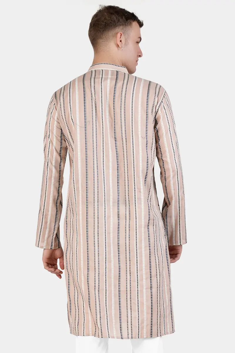 Dust Storm Brown Dobby Textured Premium Giza Cotton Kurta 7