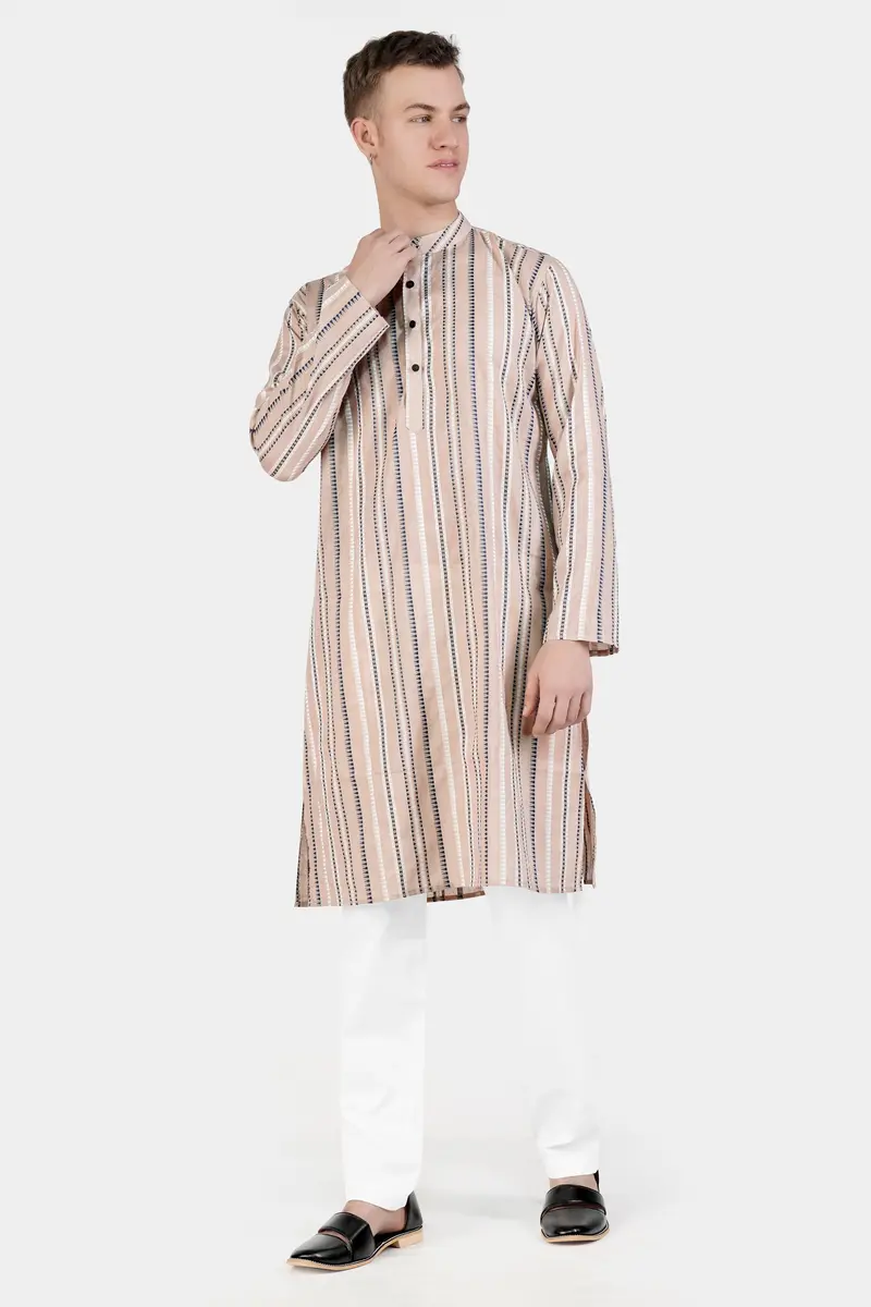 Dust Storm Brown Dobby Textured Premium Giza Cotton Kurta 8
