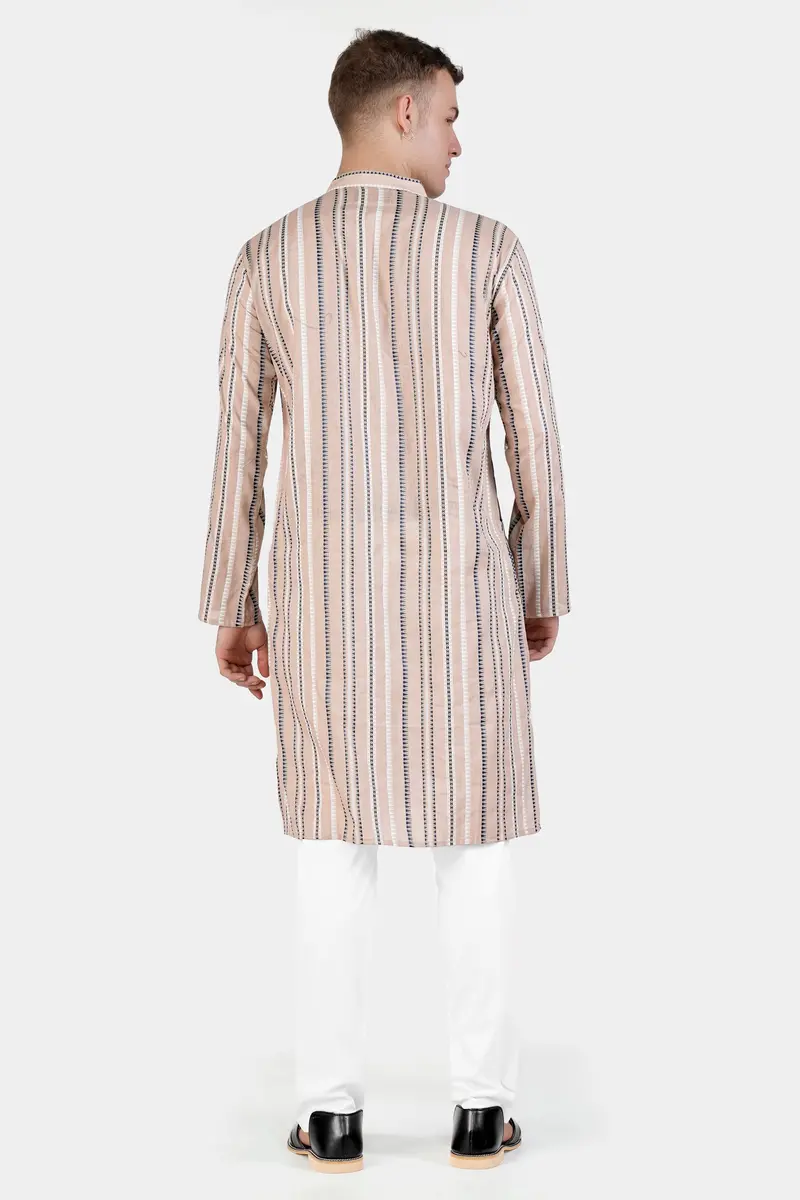 Dust Storm Brown Dobby Textured Premium Giza Cotton Kurta 9
