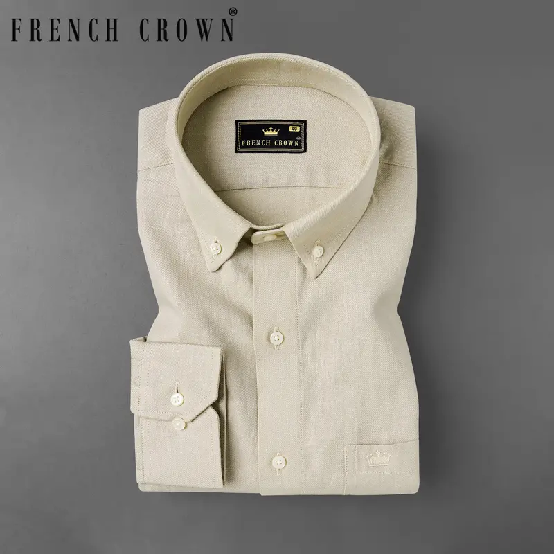 Dust Storm Brown Luxurious Linen Shirt 7
