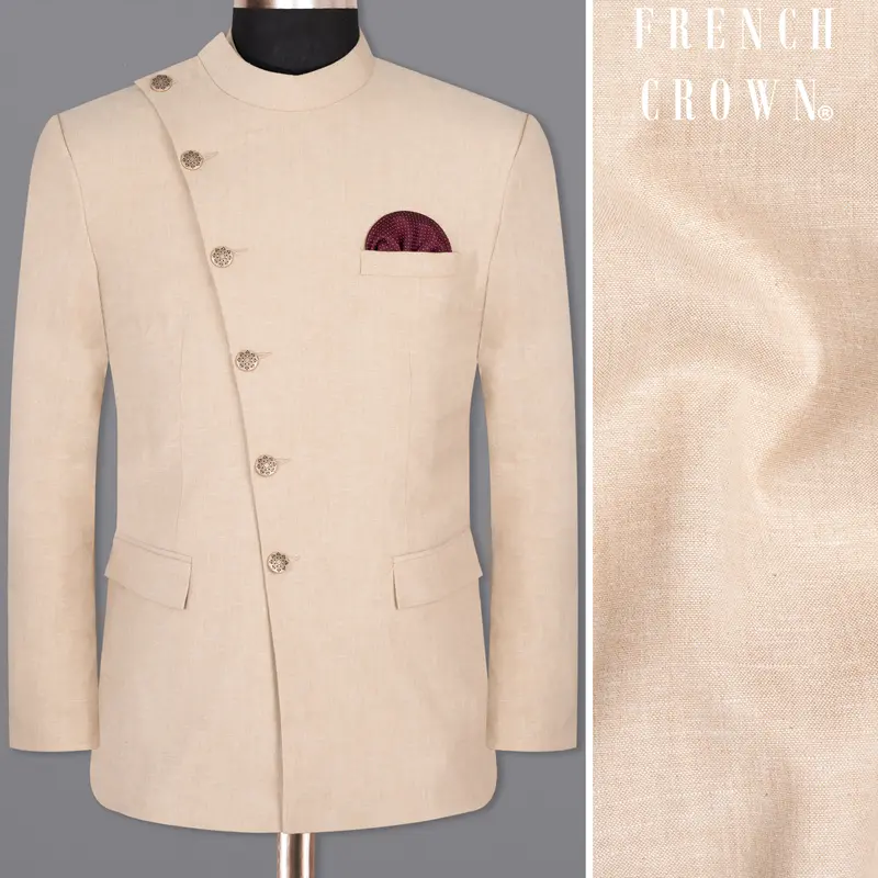 Dust Storm Cross Placket Bandhgala Luxurious Linen Blazer 1