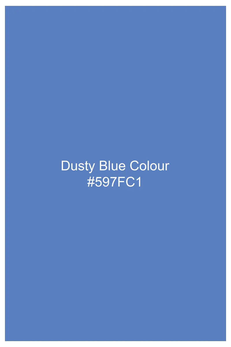 Dusty Blue Printed Dobby Textured Premium Giza Cotton Shirt 7