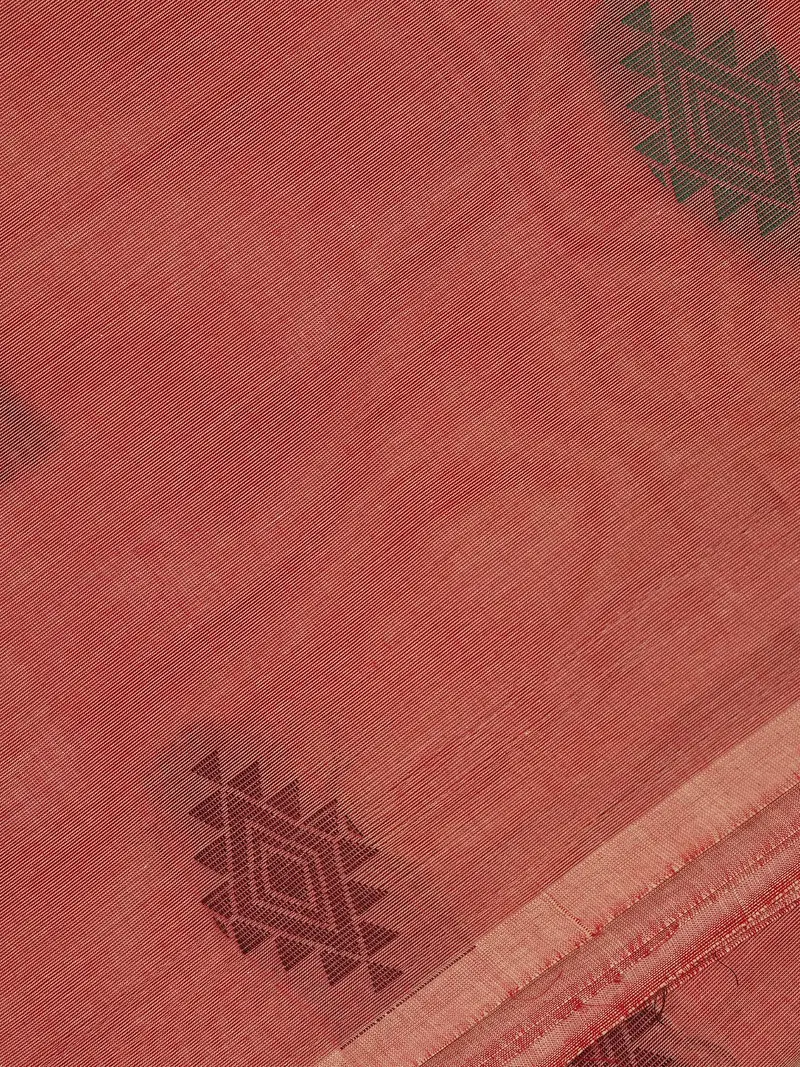 Dusty Brown Diamond Butta Woven Design Cotton Saree 2