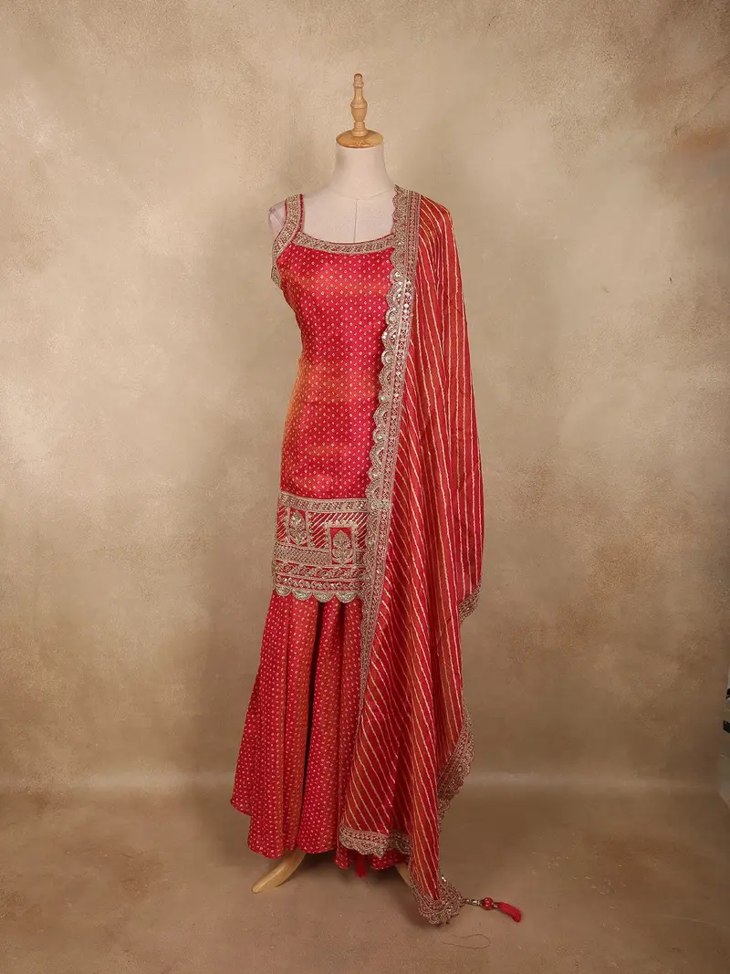 Dusty Pink Butta Zari Woven Design Banarasi Silk Palazzo Suit With Dupatta 1