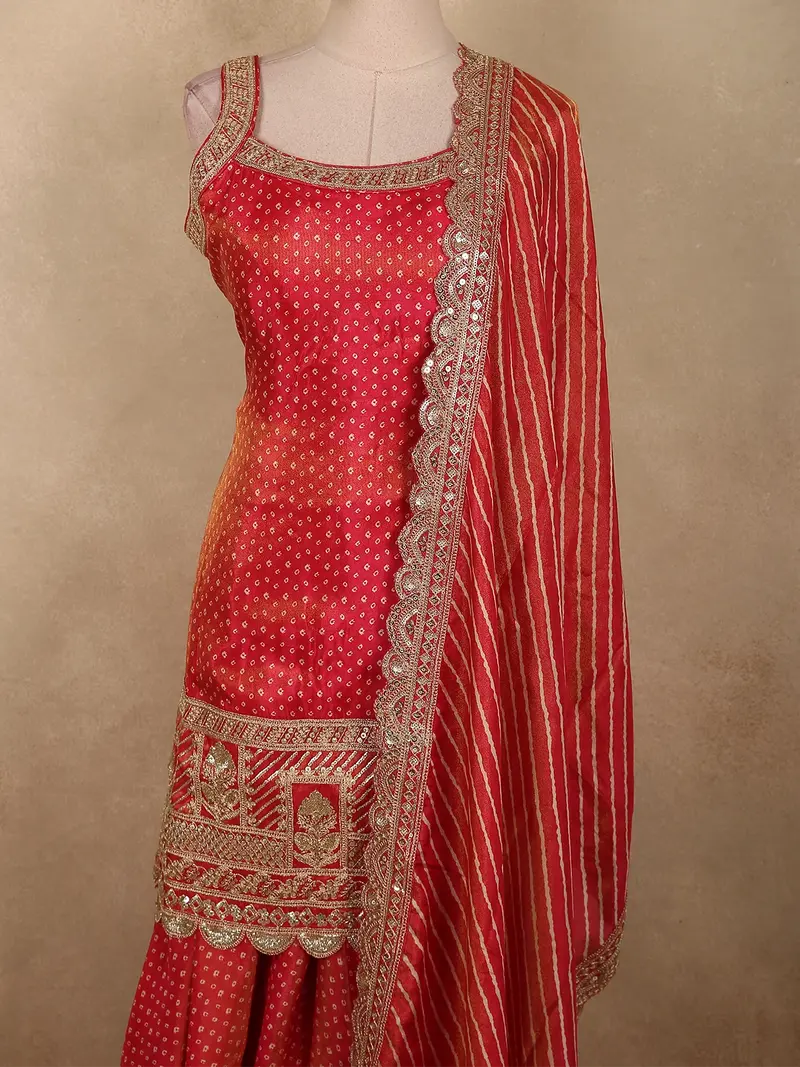 Dusty Pink Butta Zari Woven Design Banarasi Silk Palazzo Suit With Dupatta 2