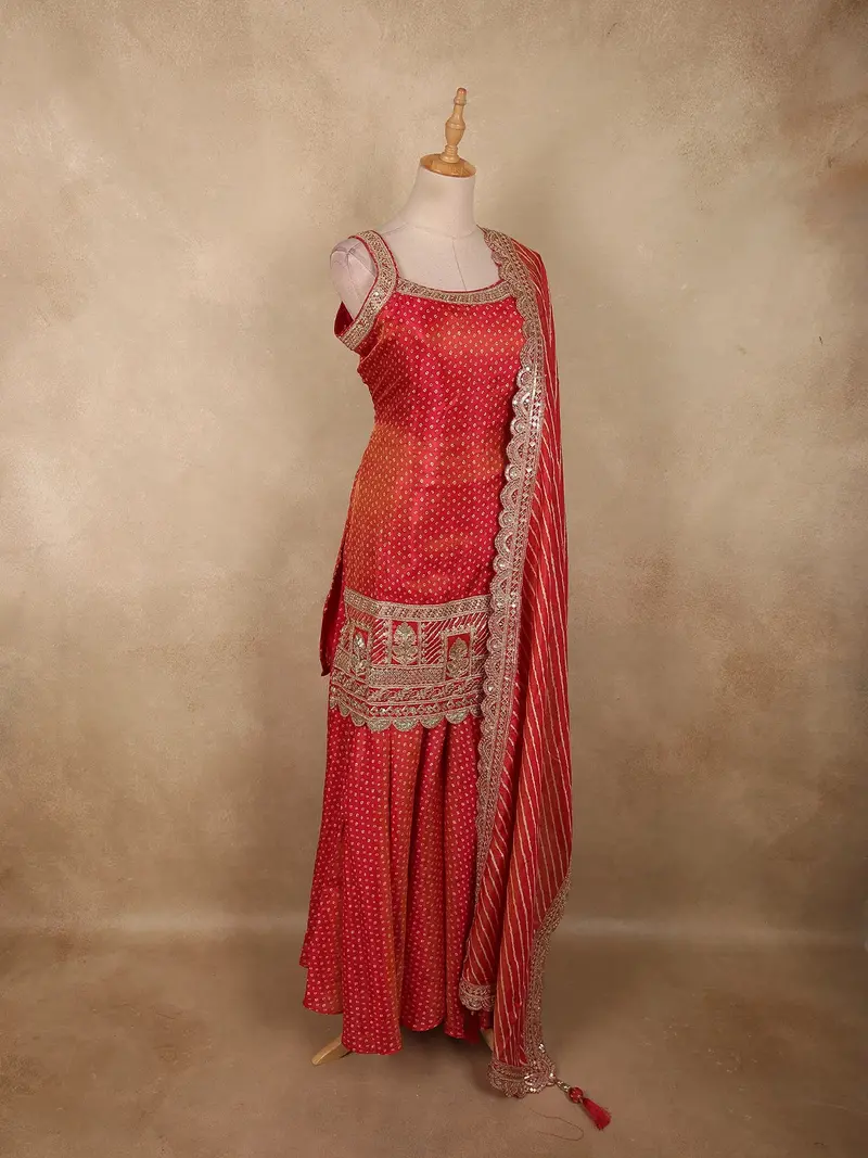 Dusty Pink Butta Zari Woven Design Banarasi Silk Palazzo Suit With Dupatta 3
