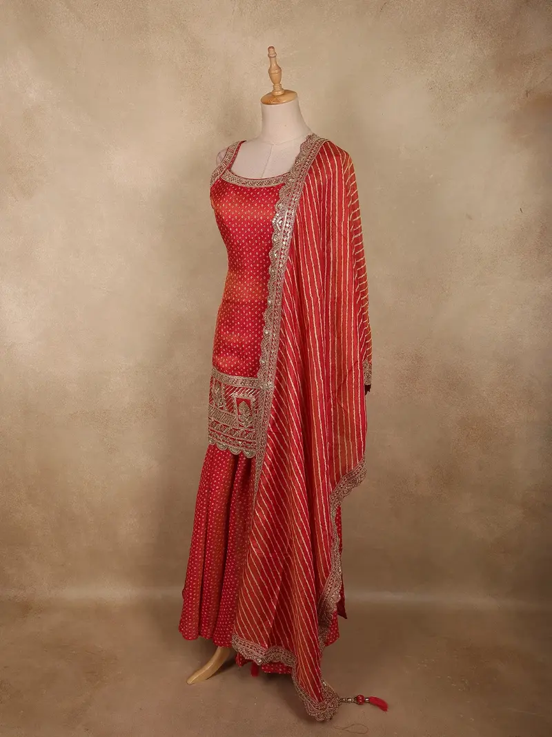 Dusty Pink Butta Zari Woven Design Banarasi Silk Palazzo Suit With Dupatta 4