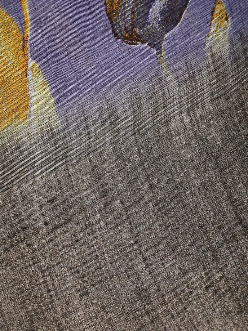Dusty Purple Leaf Printed Raw Silk Saree 2