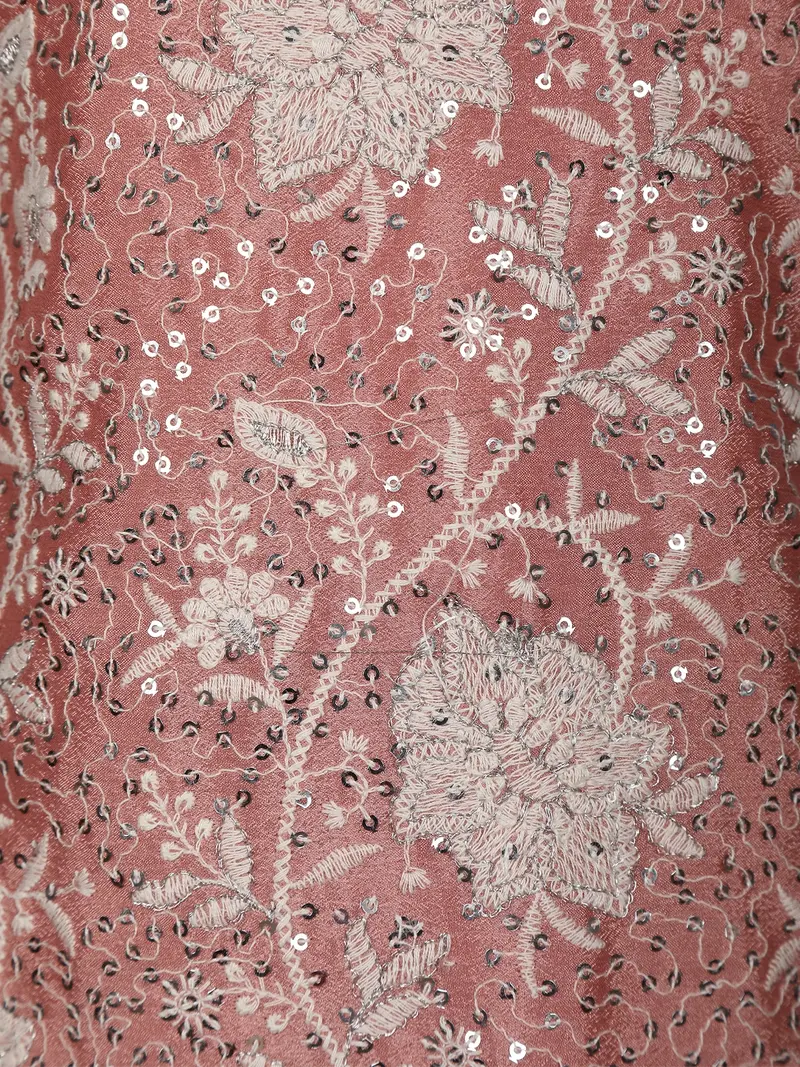 Dusty Rose Pink Floral Sequins Embroidered Silk Kids Palazzo Suit 6