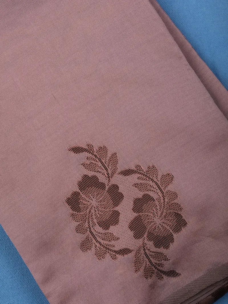 Dusty Rosewood Floral Design Soft Silk Saree 2