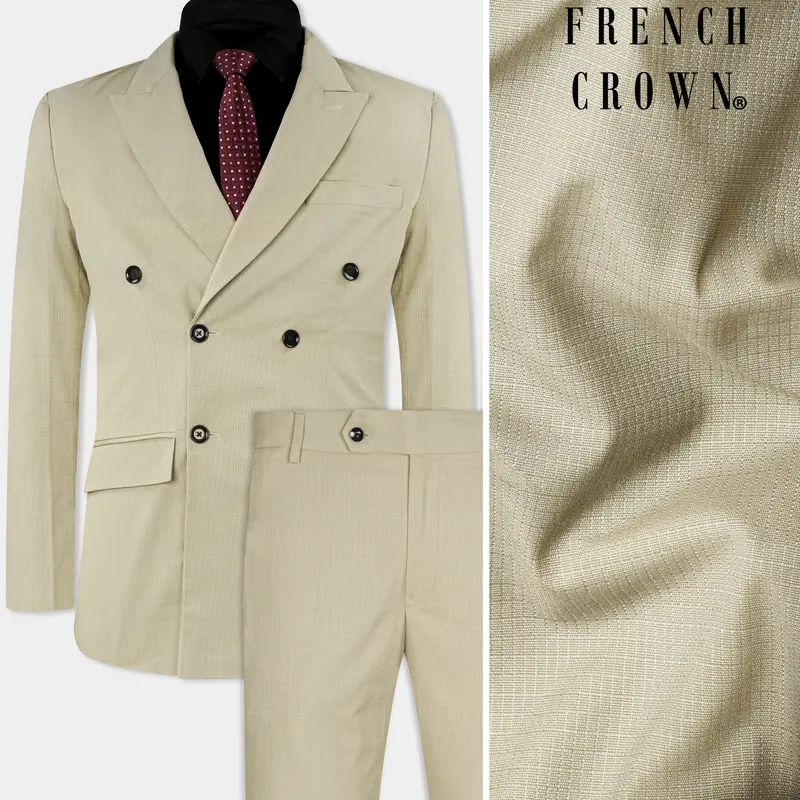 Eagle Brown Premium Cotton Double Breasted Suit 1