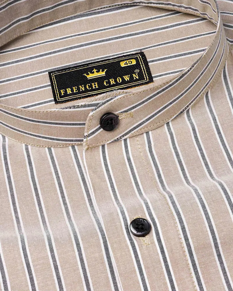 Eagle Brown Striped Premium Cotton Shirt 1