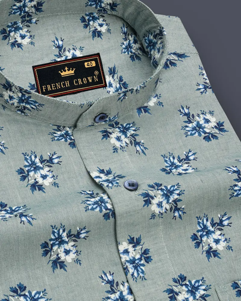 Eagle Green Floral Luxurious Linen Shirt 1
