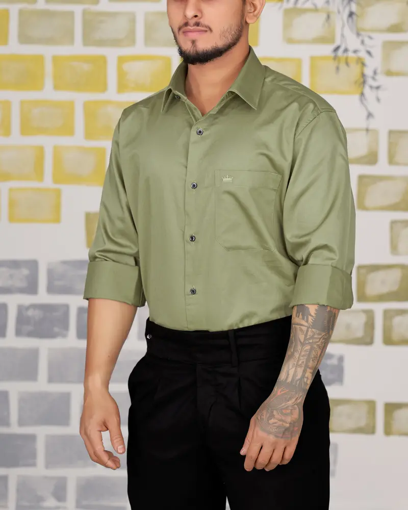 Eagle Green Subtle Sheen Super Soft Premium Cotton Shirt 8