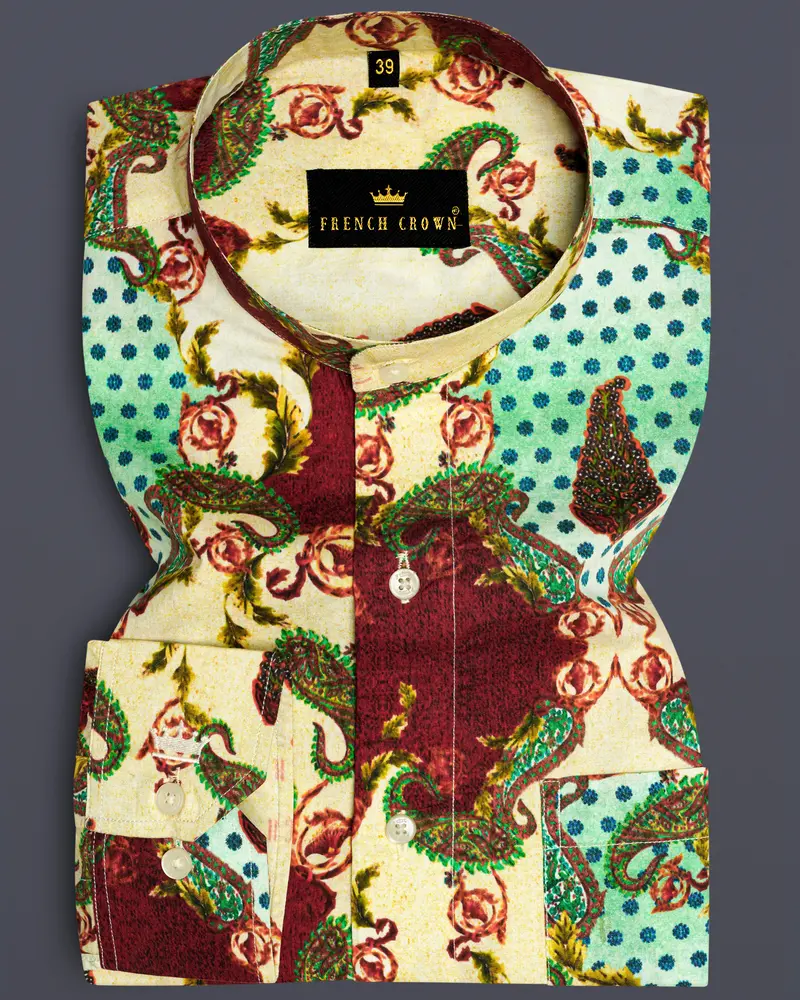 Early Dawn Quirky Printed Premium Satin Shirt 8