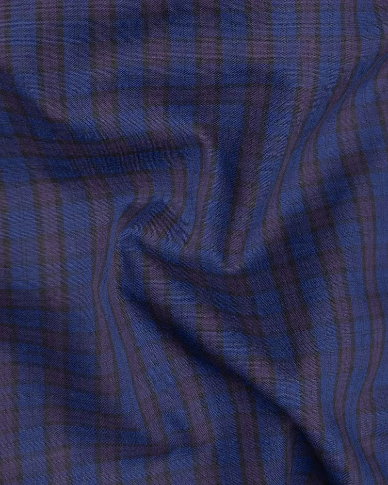 East Bay Blue Plaid Premium Cotton Kurta Style Shirt 3