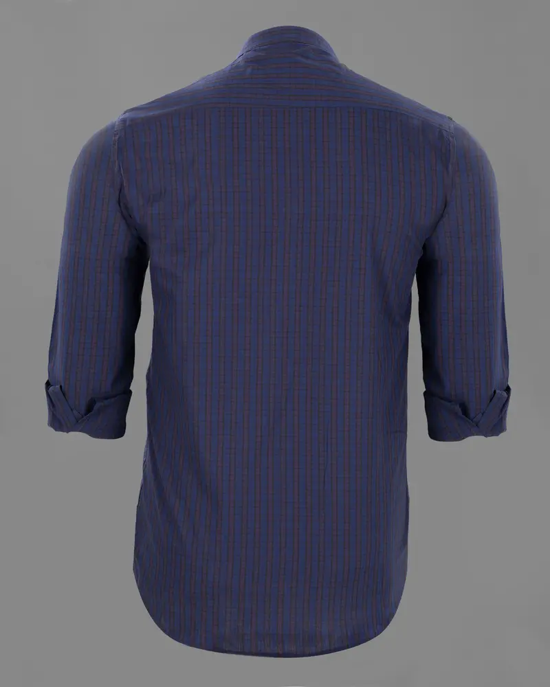 East Bay Blue Plaid Premium Cotton Kurta Style Shirt 7