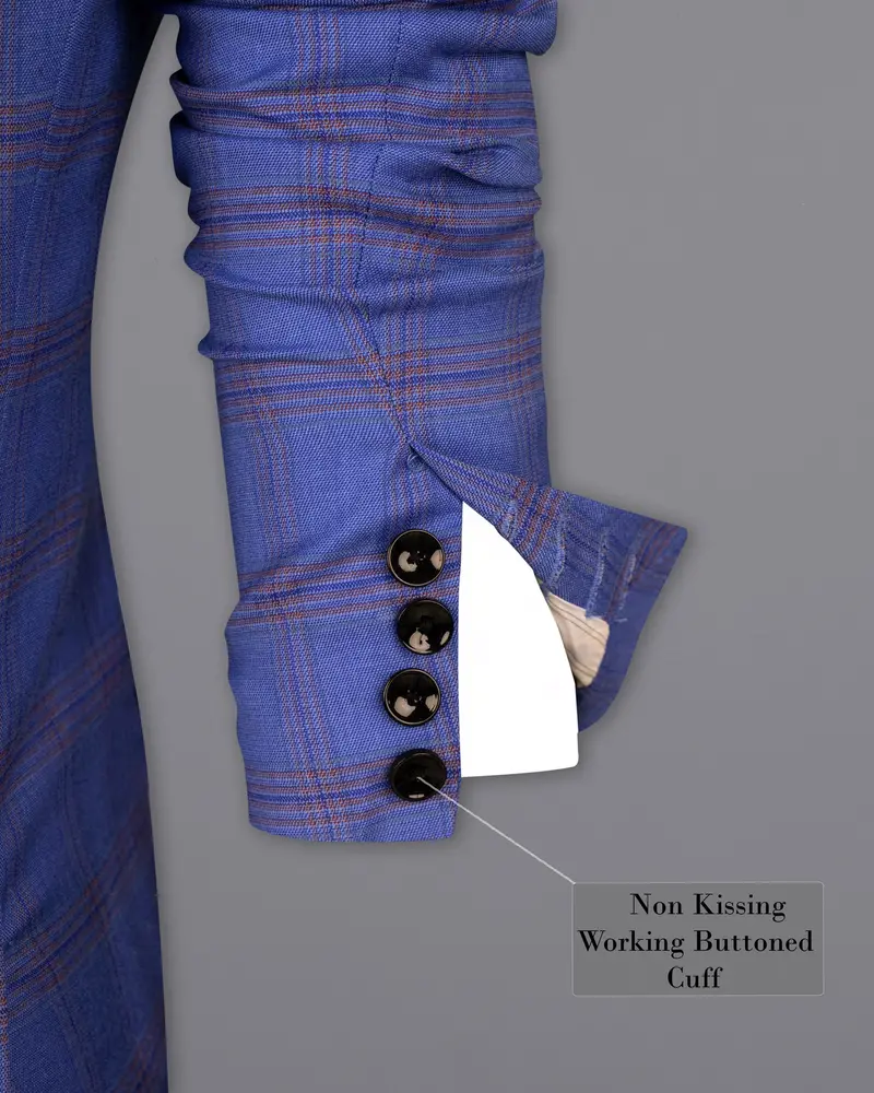 East Bay Blue Super Fine Windowpane Wool Rich Blazer 10