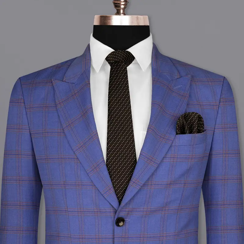 East Bay Blue Super Fine Windowpane Wool Rich Blazer 11