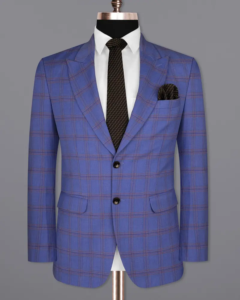 East Bay Blue Super Fine Windowpane Wool Rich Blazer 8