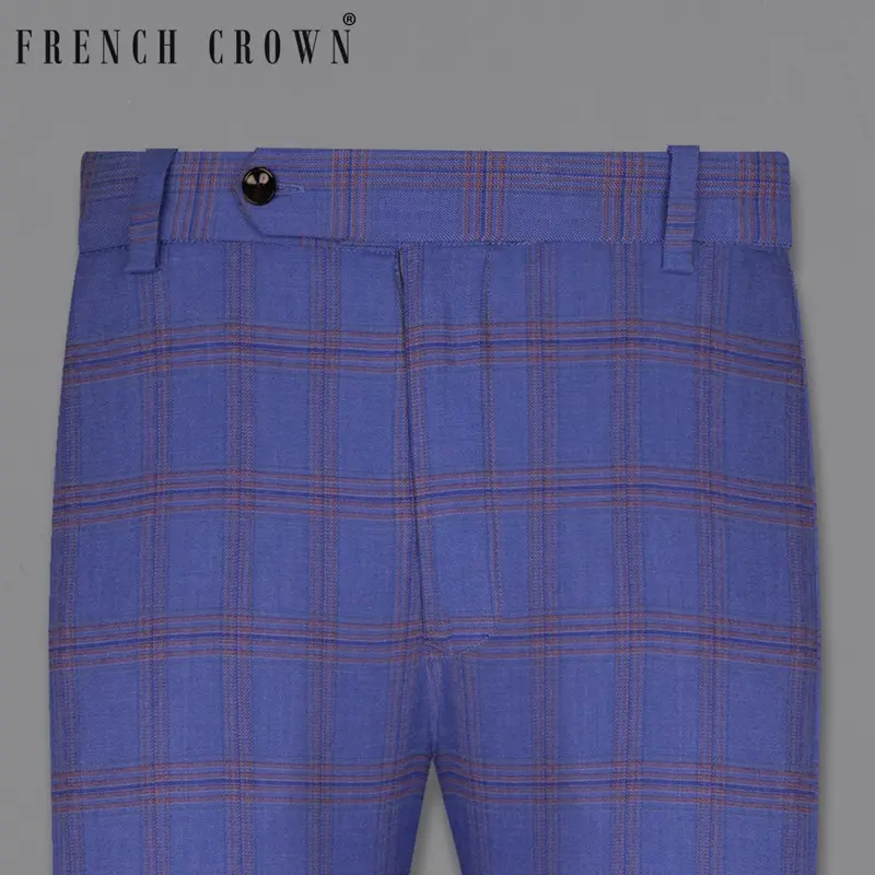 East Bay Blue Super Fine Windowpane Wool Rich Pant 1