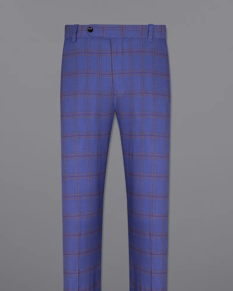 East Bay Blue Super Fine Windowpane Wool Rich Pant 4