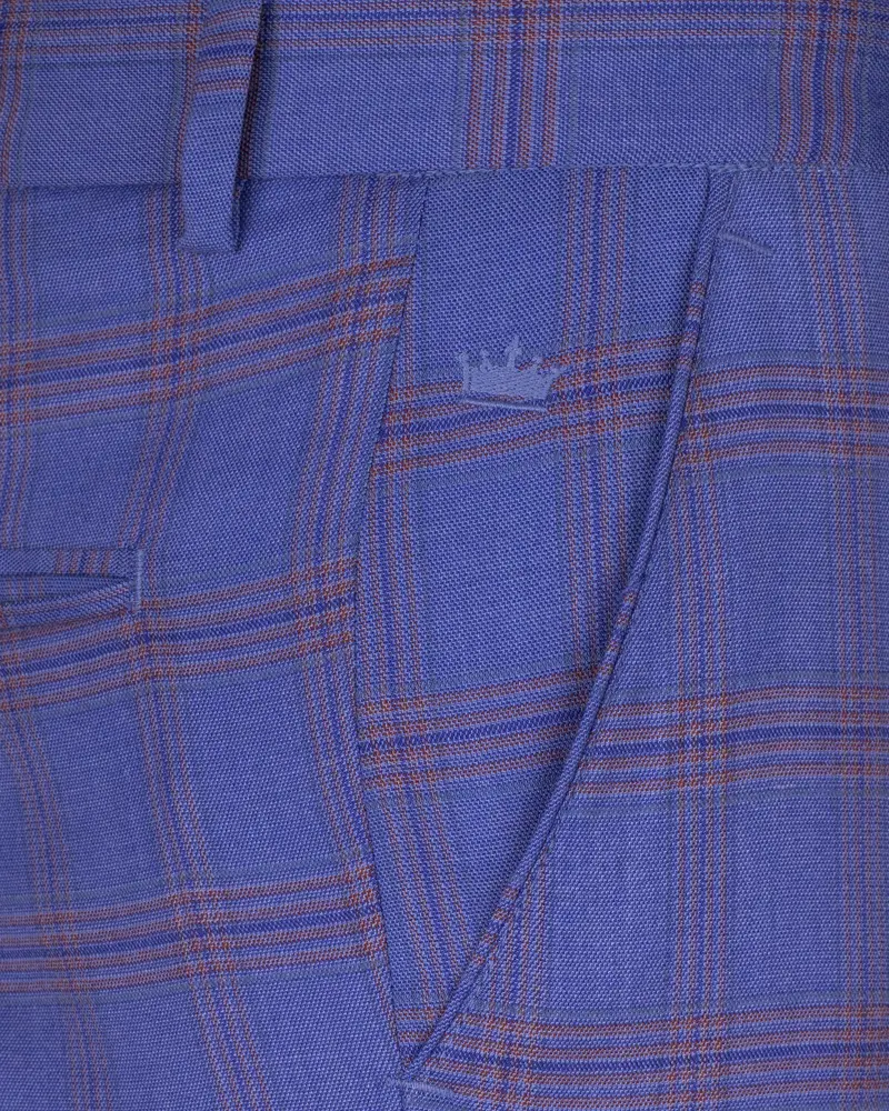 East Bay Blue Super Fine Windowpane Wool Rich Pant 5