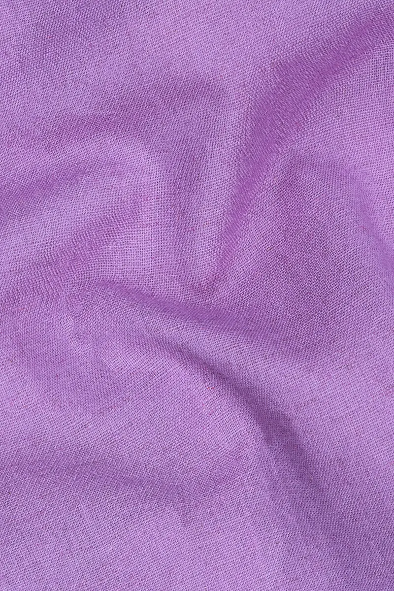East Side Purple Textured Luxurious Linen Shorts 3
