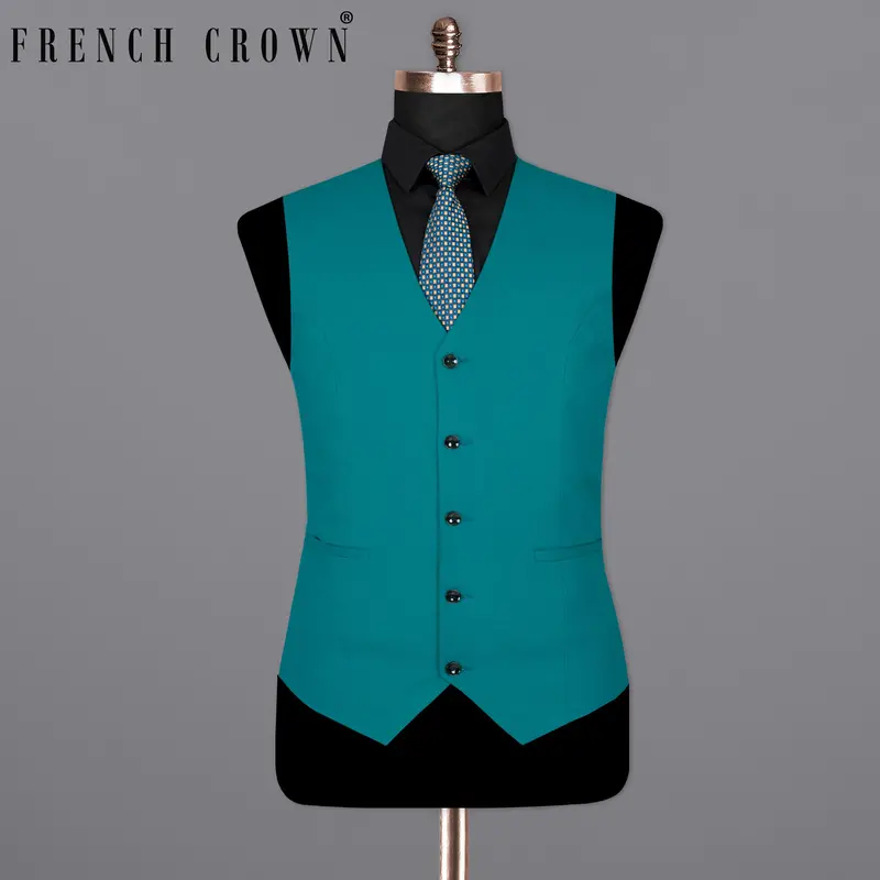 Eastern Blue Wool Rich Waistcoat 1