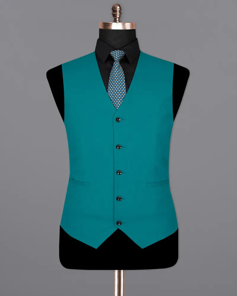 Eastern Blue Wool Rich Waistcoat 2