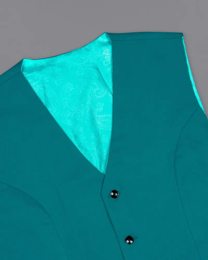 Eastern Blue Wool Rich Waistcoat 4