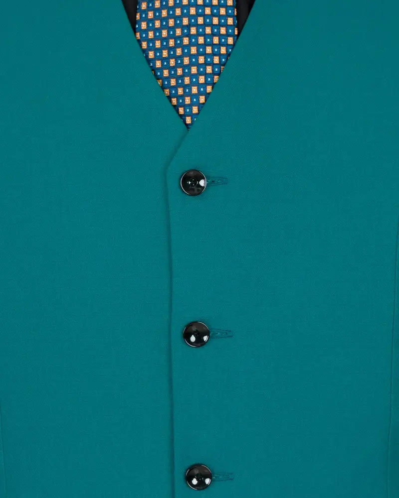 Eastern Blue Wool Rich Waistcoat 5