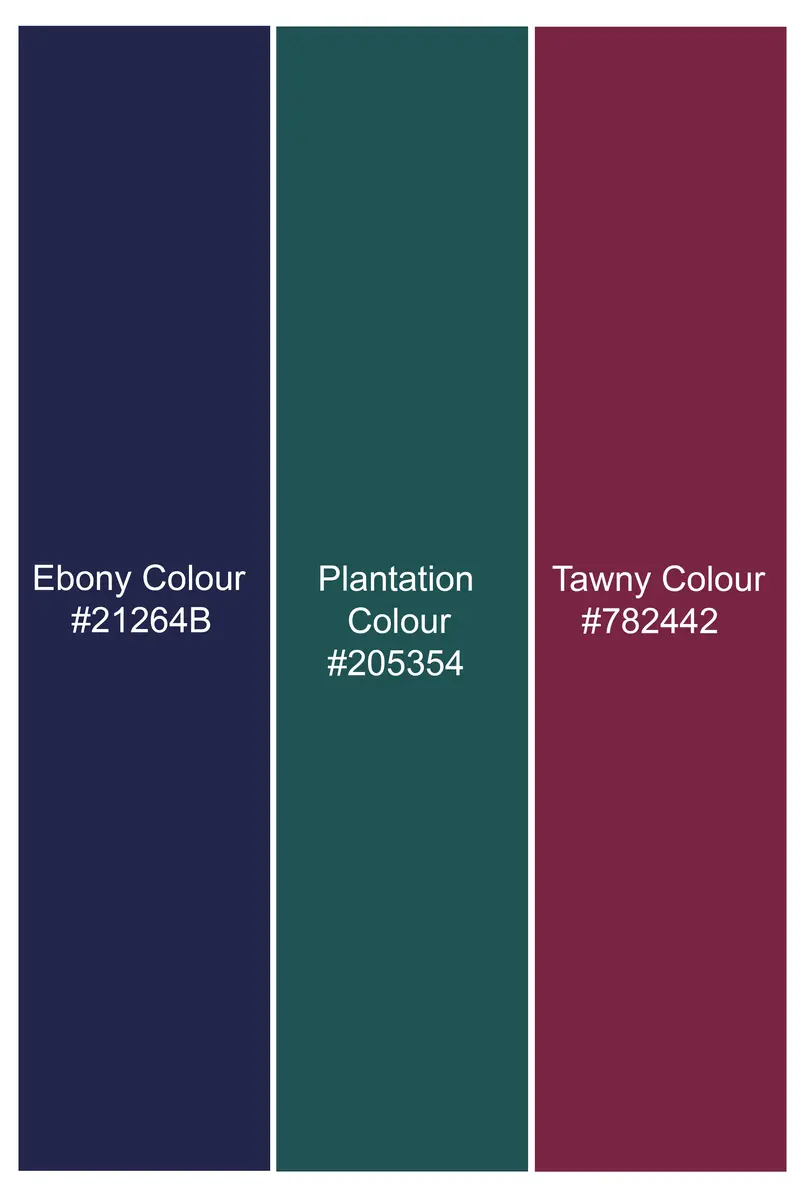 Ebony Blue And Plantation Green Plaid Jacquard Textured Premium Cotton Shirt 8