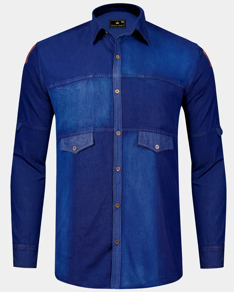 Ebony Blue Lightweight Denim Designer Shirt 1
