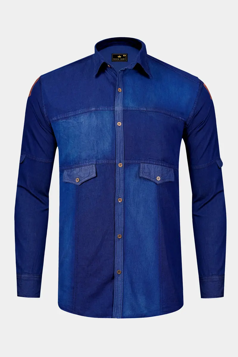 Ebony Blue Lightweight Denim Designer Shirt 2