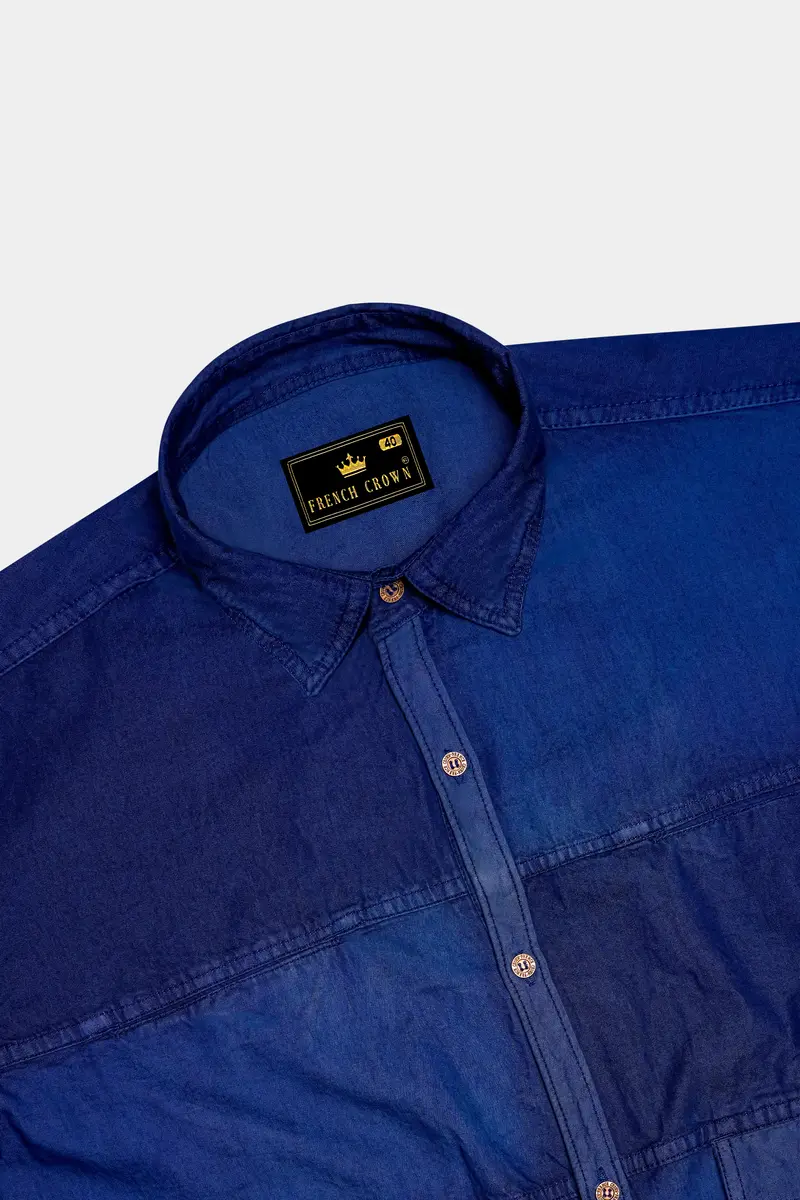 Ebony Blue Lightweight Denim Designer Shirt 6
