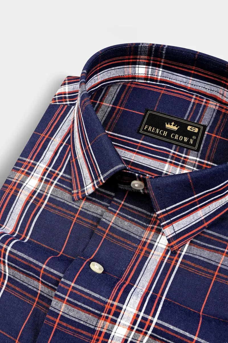 Ebony Blue Plaid Premium Cotton Shirt 1