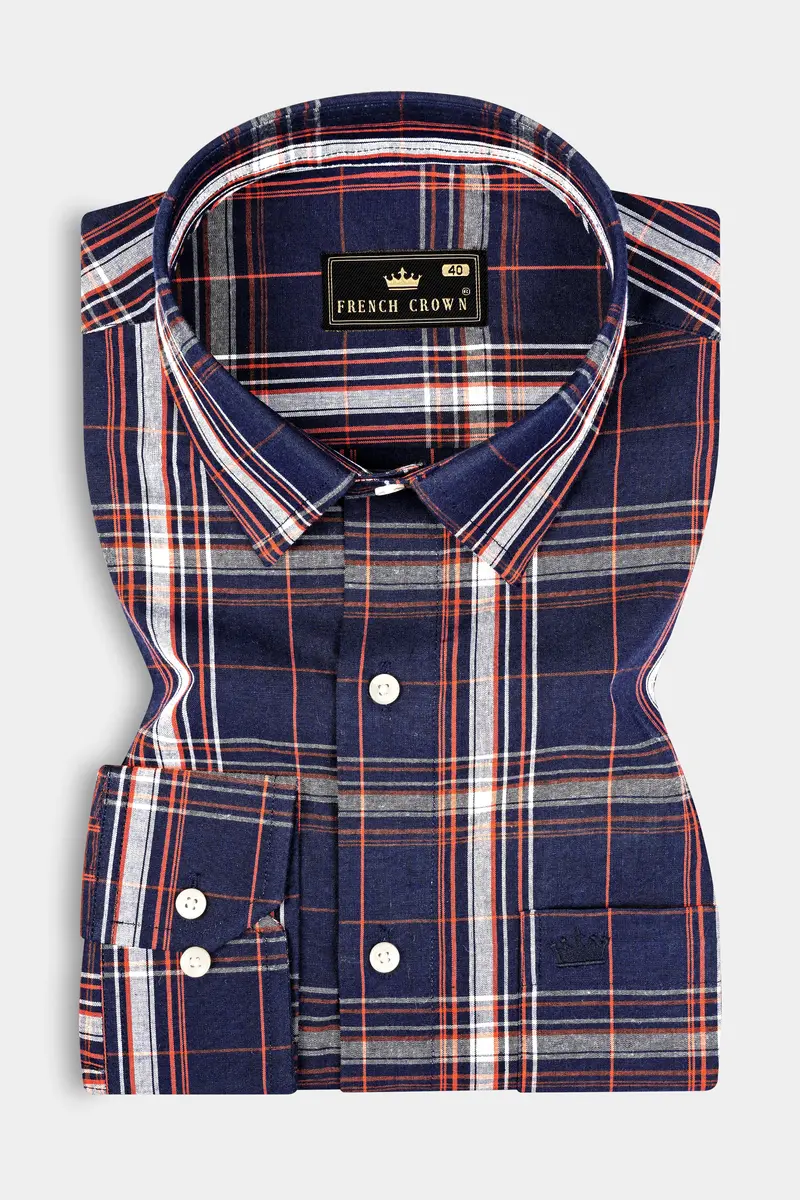 Ebony Blue Plaid Premium Cotton Shirt 3