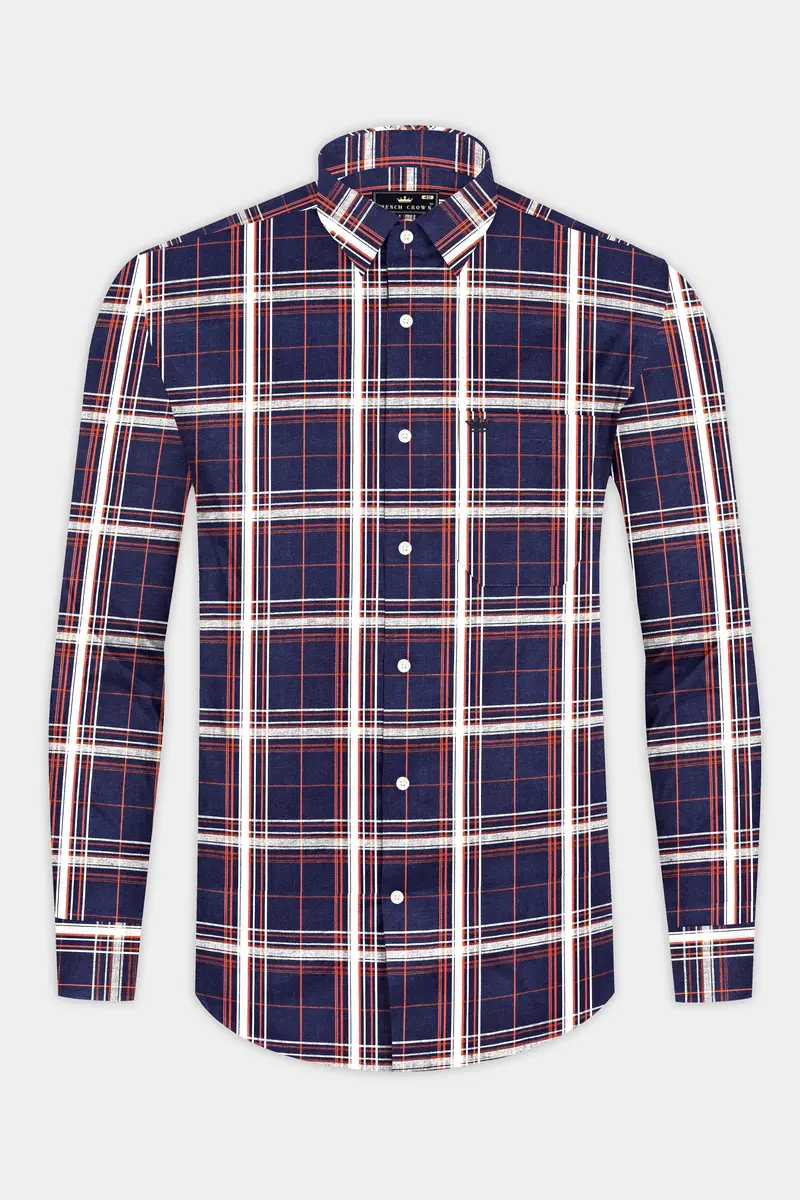 Ebony Blue Plaid Premium Cotton Shirt 4