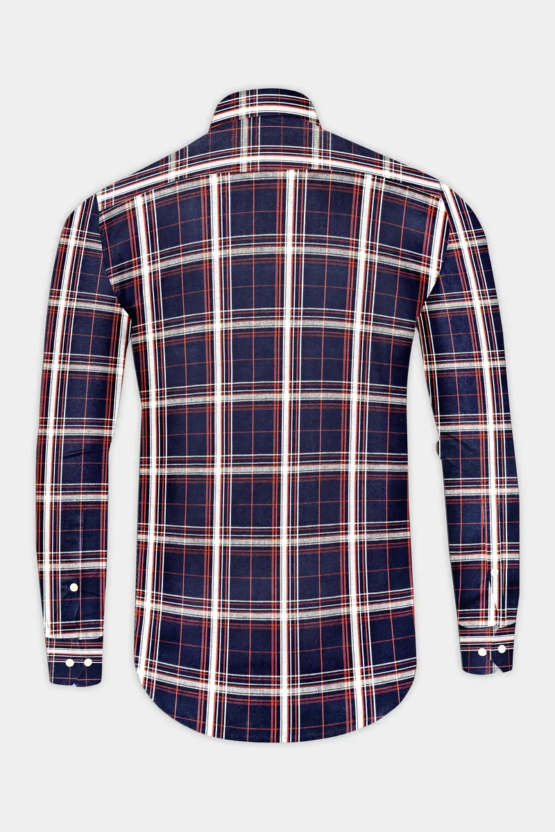 Ebony Blue Plaid Premium Cotton Shirt 5