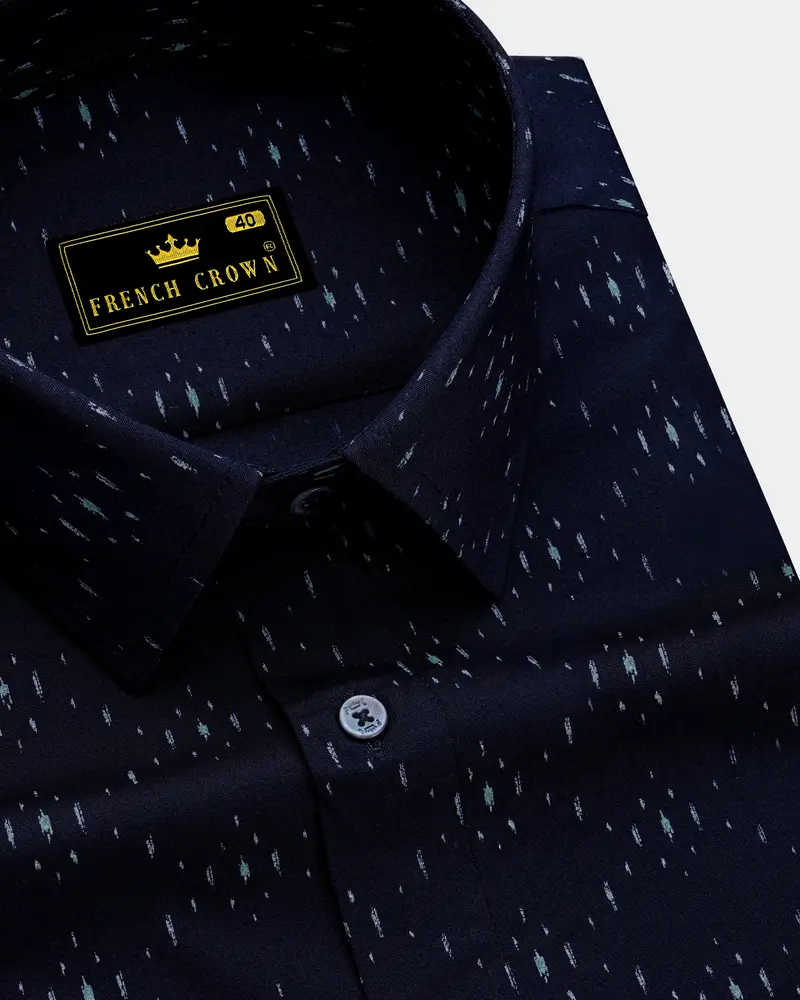 Ebony Blue Printed Premium Cotton Shirt 1