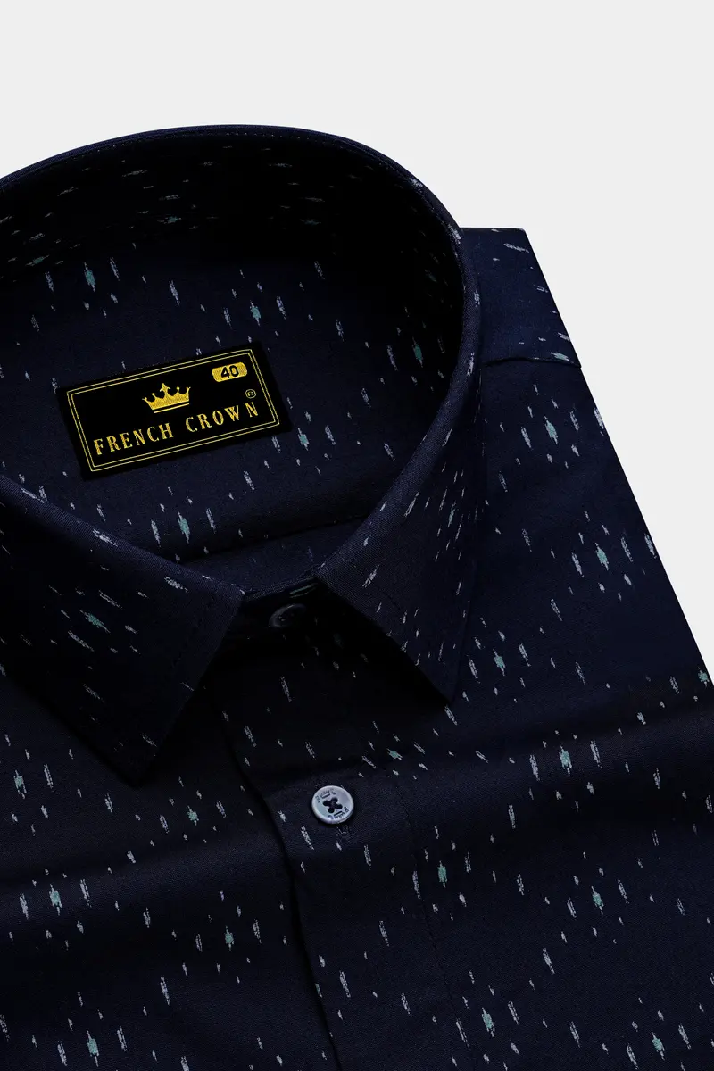 Ebony Blue Printed Premium Cotton Shirt 2